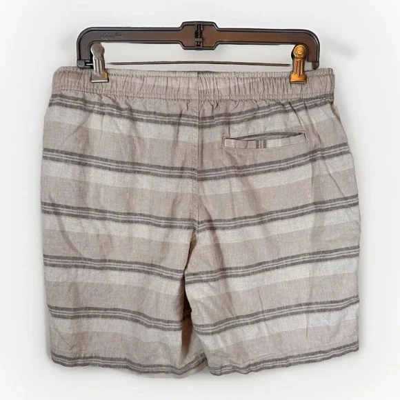 Old Navy Linen Striped Jogger Shorts Tan‎ Brown Size M Elastic Waist High Rise - Picture 4 of 13